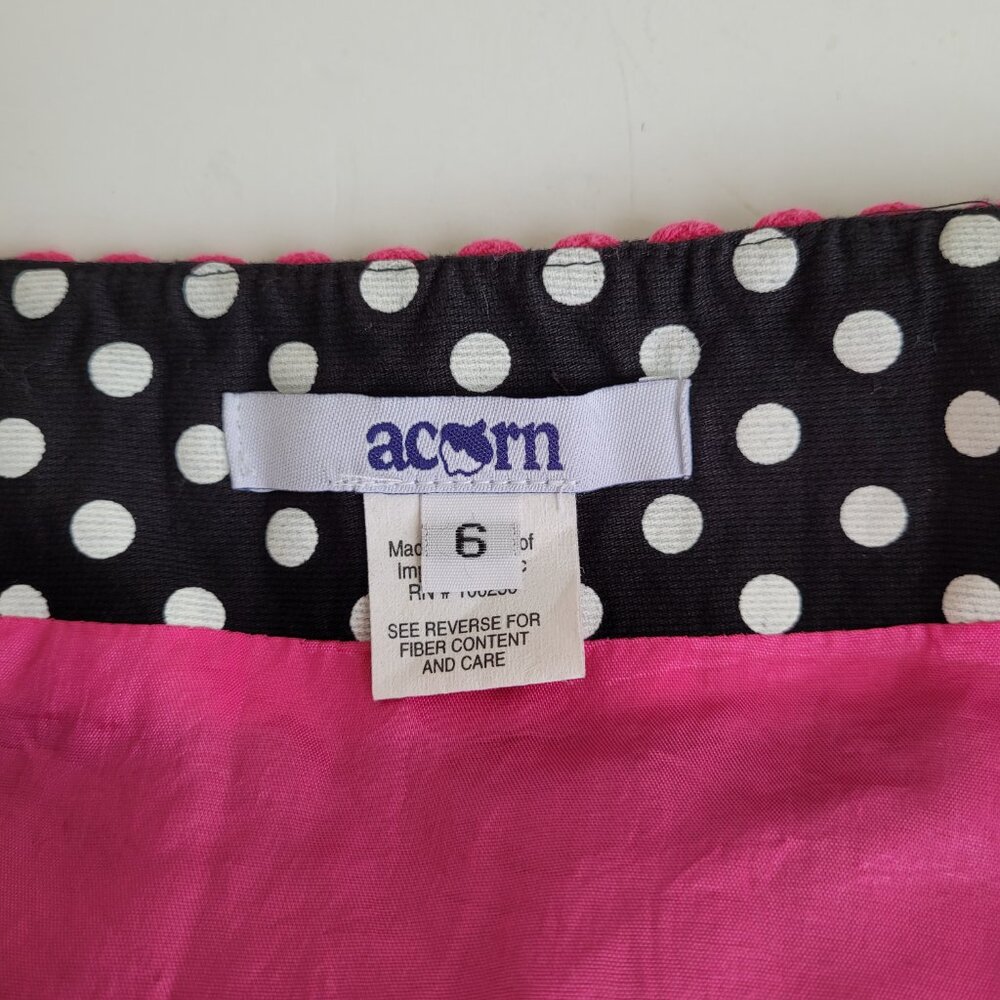 Y2K Acorn brand black and white polka dot cotton skirt with pink details - Picture 5 of 7